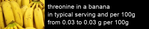threonine in a banana information and values per serving and 100g